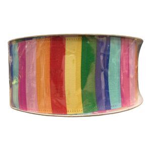 Stripes - Member's Mark Premium Spring Theme Wire Edge Ribbon, 2.5" Wide x 50 Ya